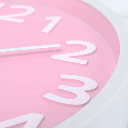 Lafocuse 12 Inch Modern Analog Light Pink Wall Clock for Girls Bedroom