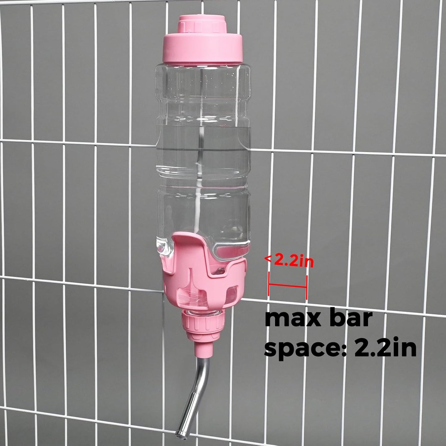 Vannon Dog Water Dispenser for Cage, 34oz Auto Feeding Crate Water Bottle for Dogs, Cats & Rabbits, Pet Nozzle Diameter: 12mm, BPA Free, Pink