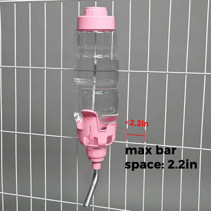Vannon Dog Water Dispenser for Cage, 34oz Auto Feeding Crate Water Bottle for Dogs, Cats & Rabbits, Pet Nozzle Diameter: 12mm, BPA Free, Pink