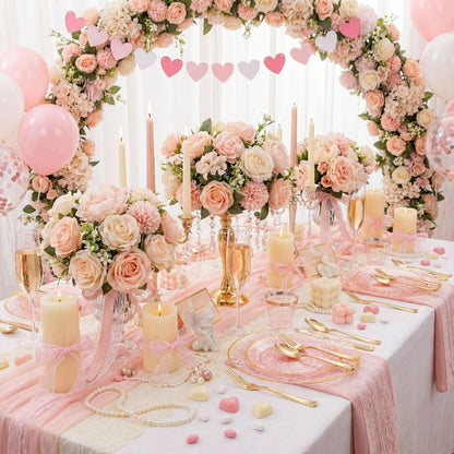DaYammi 350PCS Clear Pink Plastic Dinnerware Set for 50 Guests