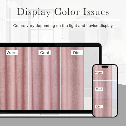 Linen Fabric Shower Curtains-Semi Sheer Button Hole Lightweight Waterproof Privacy Linen Blend Shower Curtains Sets for Nursery Bathroom with 12 Hooks, 72 x 84 inches Long, Dusty Pink, 1 Panel