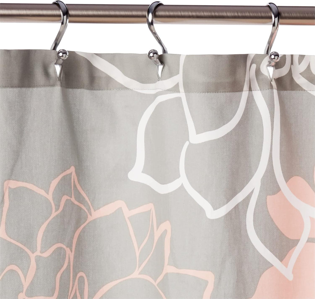 Cotton Casual Floral Shower Curtain, 72"x72", Grey/Peach