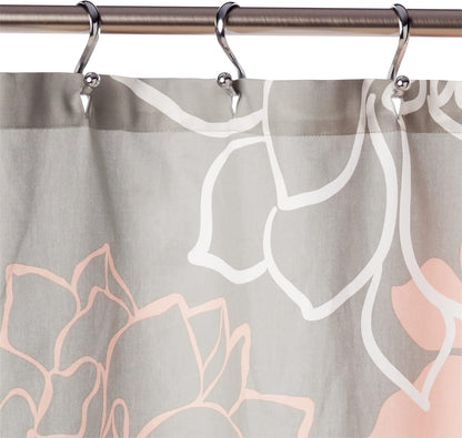 Cotton Casual Floral Shower Curtain, 72"x72", Grey/Peach