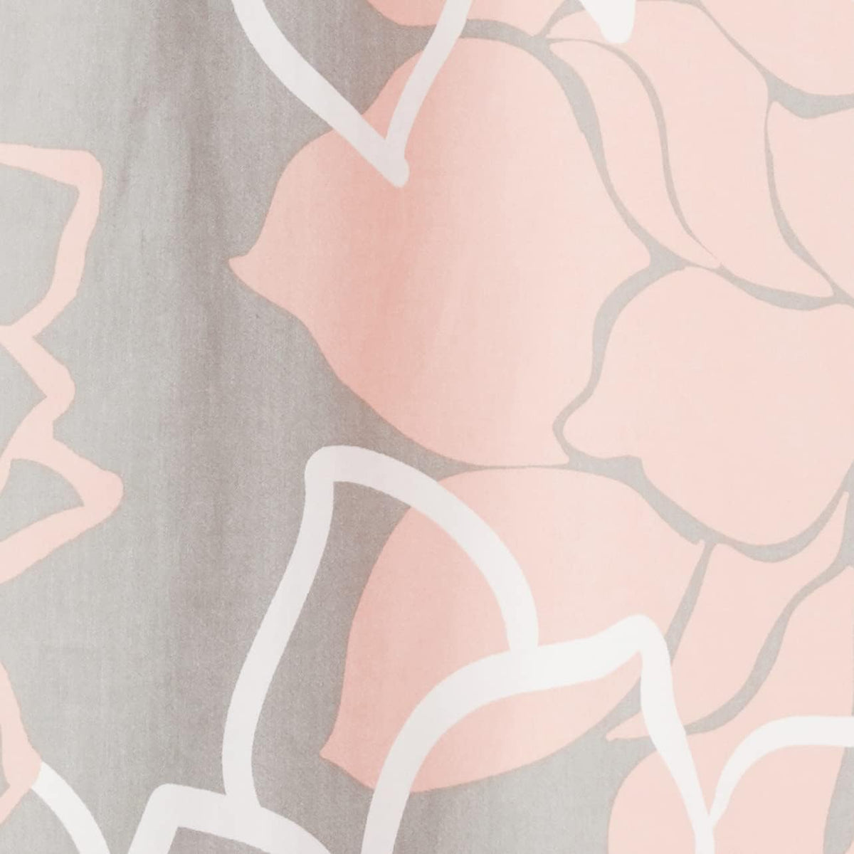 Cotton Casual Floral Shower Curtain, 72"x72", Grey/Peach