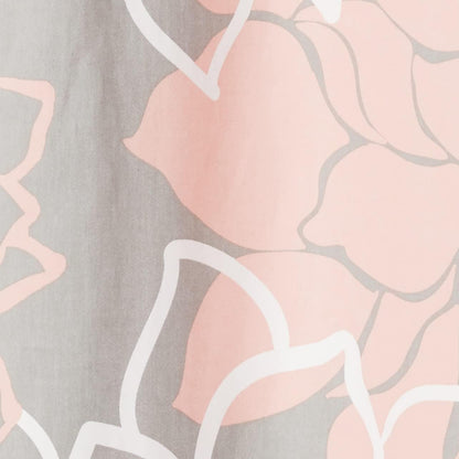 Cotton Casual Floral Shower Curtain, 72"x72", Grey/Peach