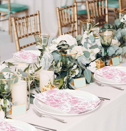 50 Pieces 3-ply Pink Floral Napkins Disposable 13 x 15.7 Inches Guest Bathroom Napkins Disposable Hand Towels for Bathroom Wedding Birthday Party Paper Dinner Napkin