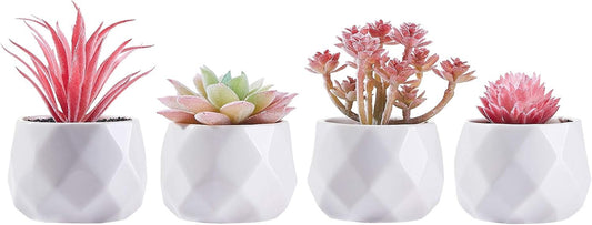 Fake Succulent Plant Set Desk Plants Faux Succulents Pots Mini Pink Decor