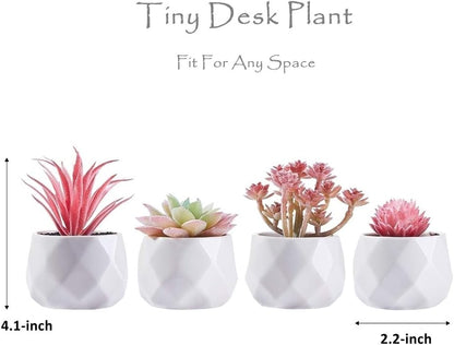 Fake Succulent Plant Set Desk Plants Faux Succulents Pots Mini Pink Decor