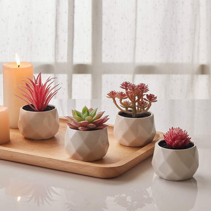 Fake Succulent Plant Set Desk Plants Faux Succulents Pots Mini Pink Decor