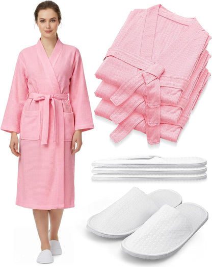 Spa Robe and Slippers Set Bulk Waffle Light