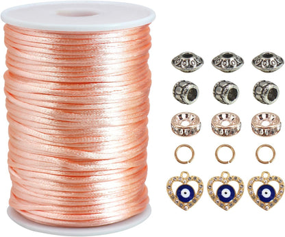 2.5mm Peach Nylon Rattail Satin Cord 300ft for Bracelet