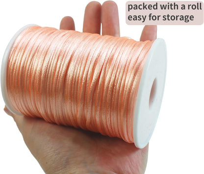 2.5mm Peach Nylon Rattail Satin Cord 300ft for Bracelet
