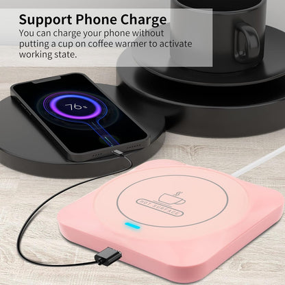 USB : Candle Wax Warmer Smart Electric Cup Warmer Charge for Phone Home Desk Office Use Beverage Heating Plate with Gravity Switch for Hot Cocoa Milk Tea Water Pink