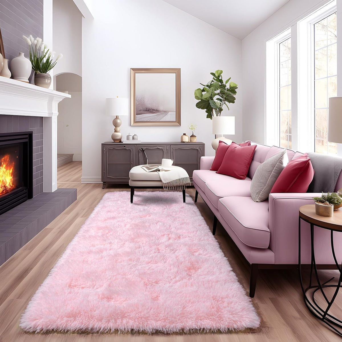 Dssimo 2x6 Pink Runner Rug for Bedroom Hallway Living Room