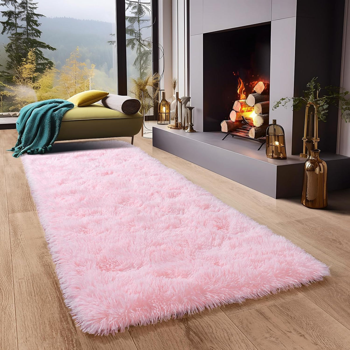 Dssimo 2x6 Pink Runner Rug for Bedroom Hallway Living Room