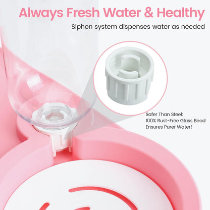 Double Elevated Dog Cat Food Water Bowls, Stainless Steel Cat Food Water Bowl with No-Spill Mat, Raised Tilted Dishes for Indoor Kitten, Puppies, Small or Medium Size Dogs Cats, Pink
