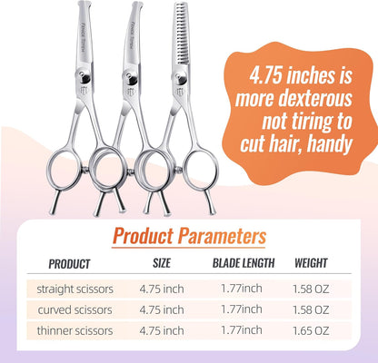 Dog Grooming Scissors: 3 in 1 Pet Shears Set Made of Advanced JP440C Stainless Steel Alloy for Trimming Dogs Cats and Other Pets Face and Paws