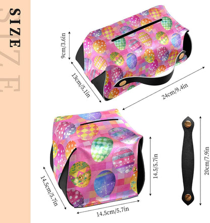 Tissue Box 1 pc Leather Tissue Box Cover 5.7 x 5.7 in Tissue Box Cover Square Car Tissue Holder for Car Bathroom Living Room Decor and Accessories Pink Checkerboard Easter Egg