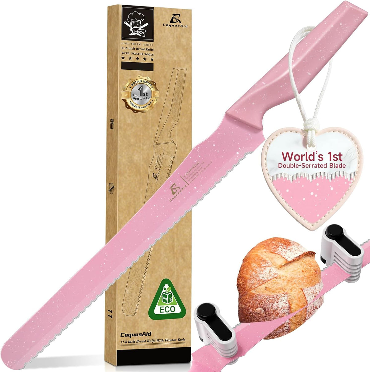 Bread Knife for Homemade Bread, World's 1st Double Serrated Knife