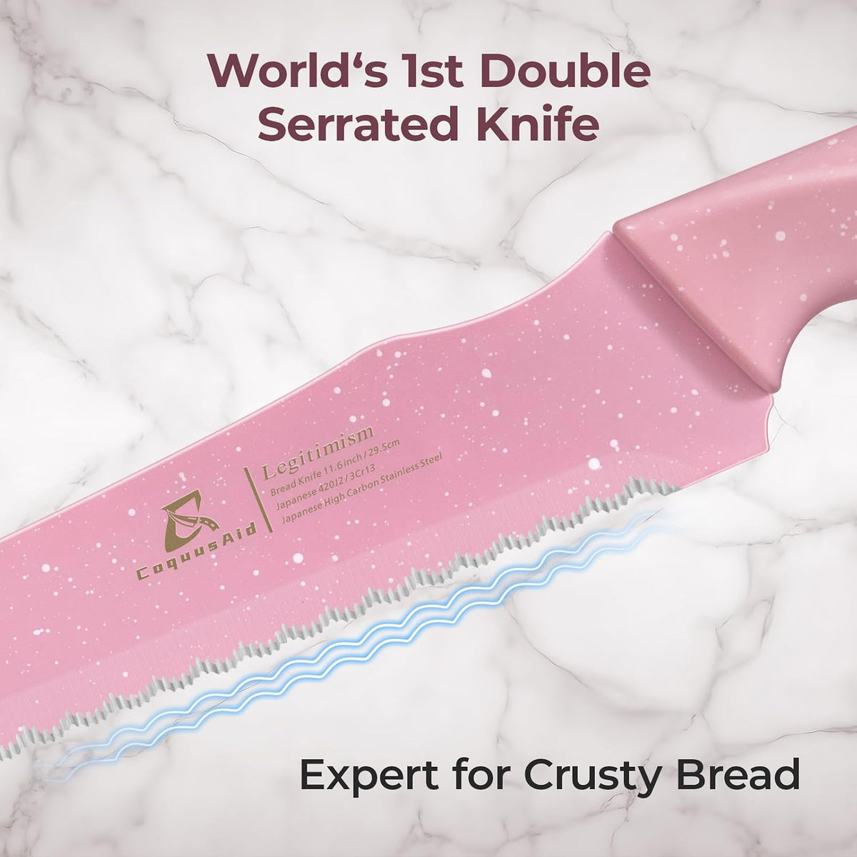 Bread Knife for Homemade Bread, World's 1st Double Serrated Knife