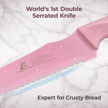 Bread Knife for Homemade Bread, World's 1st Double Serrated Knife