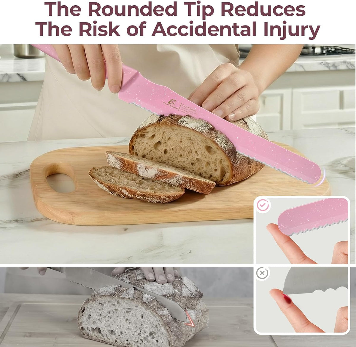 Bread Knife for Homemade Bread, World's 1st Double Serrated Knife
