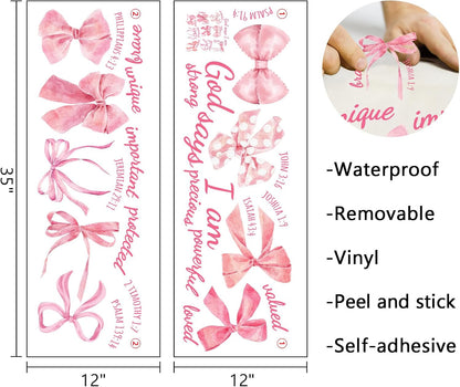 Christian Pink Bow Wall Decals Stickers, Inspirational Religious