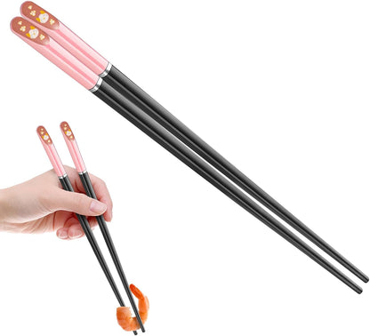 5 Pairs Fiberglass Chopsticks, 19&24CM Size Reusable Premium Non-slip Lightweight Chop Sticks, Chinese Japanese Chopstick ,Dishwasher Safe (Child Size-Pink)