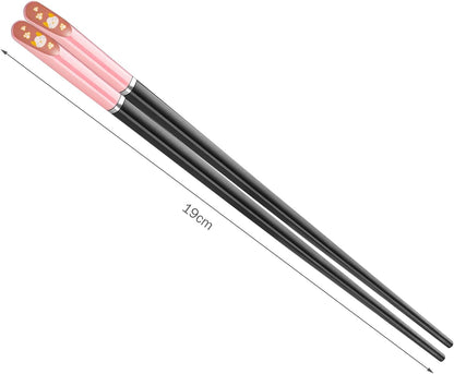 5 Pairs Fiberglass Chopsticks, 19&24CM Size Reusable Premium Non-slip Lightweight Chop Sticks, Chinese Japanese Chopstick ,Dishwasher Safe (Child Size-Pink)