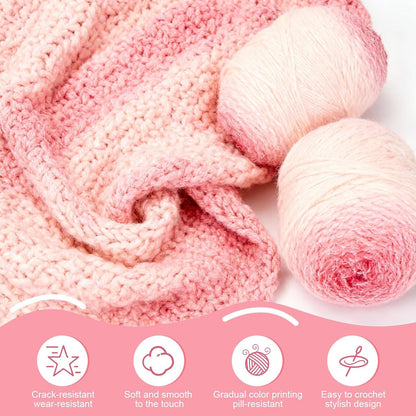 3 Pack Ombre Yarn for Crocheting 240g/7.95oz - 80% Acrylic,20% Nylon