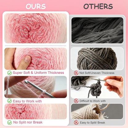 3 Pack Ombre Yarn for Crocheting 240g/7.95oz - 80% Acrylic,20% Nylon