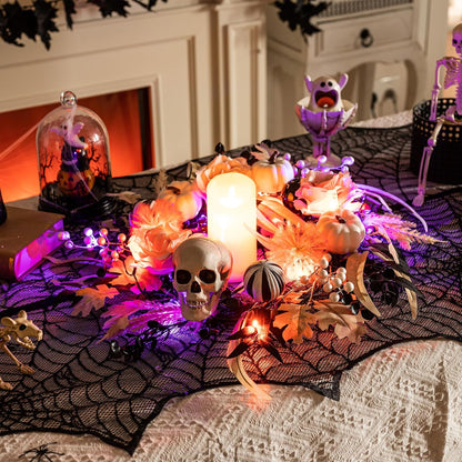 18" Halloween Wreath for Front Door Decor with Lights