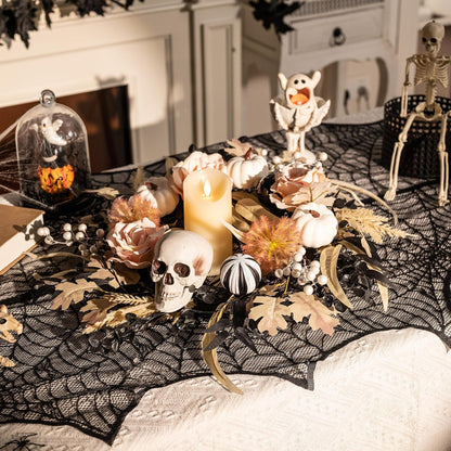 18" Halloween Wreath for Front Door Decor with Lights