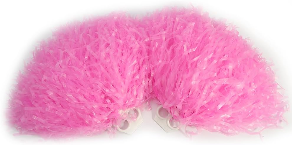 Vibrant Red Cheerleading Pom Poms for Sports Events and Parties - 2-Pack of Cheer Pompoms for Cheer Dance Performances and Celebrations (Pink)