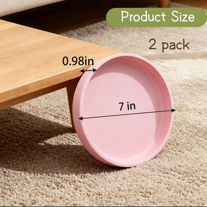 2 Pcs Silicone Cat Bowls 7″ Flat Dog Bowls Non-Slip Shallow Puppy Plates Relief Whisker Fatigue Pet Dishes Set for Dry ＆ Wet Food, Pink