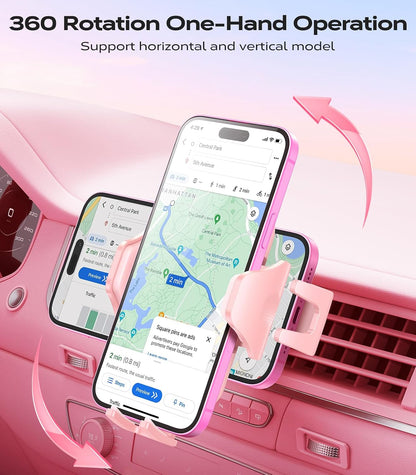 Ultra Stable Pink Car Phone Holder Vent [Never Fall Off & Break]