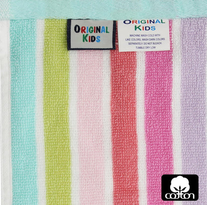 6 Piece Towel Set - 100% Cotton Cabana Stripe Kids Towel Set