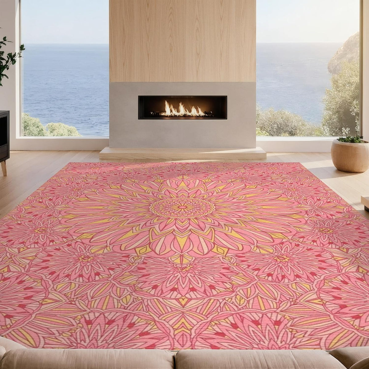 4'x6' Machine Wash Ready Vintage Floral Area Rug, Peach for Home Office, Gaming Room, Under Desk, Chair-Friendly & Snag-Free Skid-Resistant Medium Carpet | 2116993