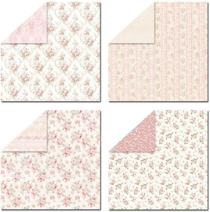 Scrapbook Paper & Scrapbooking Supplies, Pink 6x6 Double-Sided Patterned Cardstock Pad, Shabby Chic Craft Sheets for Junk Journaling, Card Making & Scrap Book, 24 Sheets