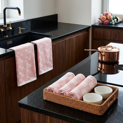2 Pcs Pink Bathroom Hand Towels, Cute Soft Cotton Kitchen Towels