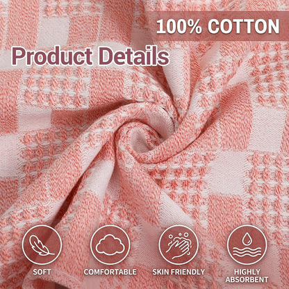 2 Pcs Pink Bathroom Hand Towels, Cute Soft Cotton Kitchen Towels