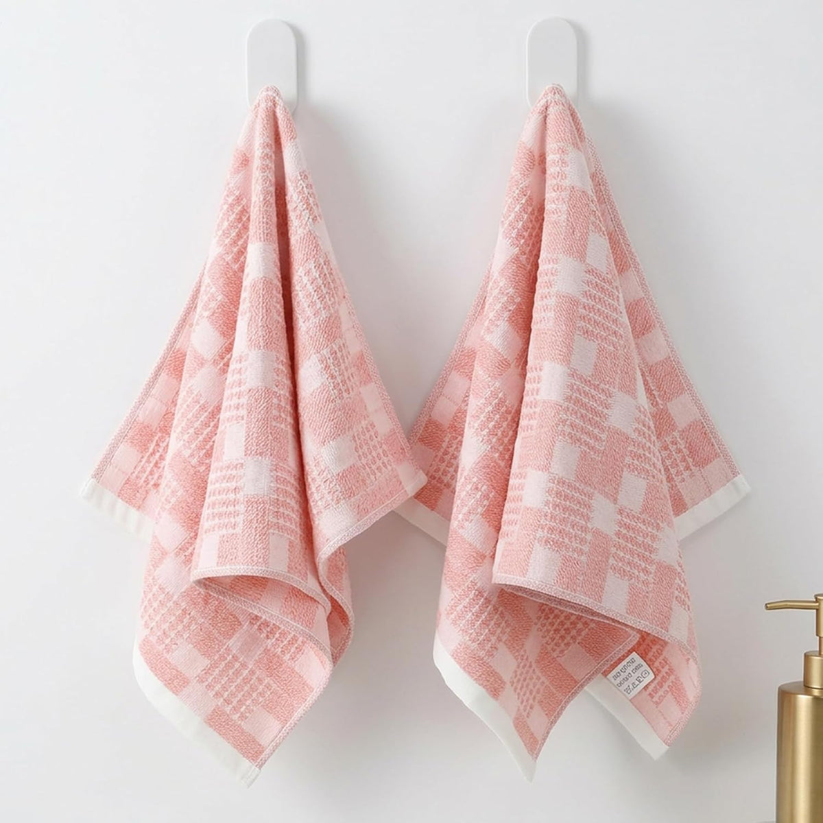 2 Pcs Pink Bathroom Hand Towels, Cute Soft Cotton Kitchen Towels