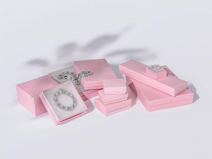 TheDisplayGuys 25 Cardboard Jewelry Gift Boxes with Inserts - Pastel Pink