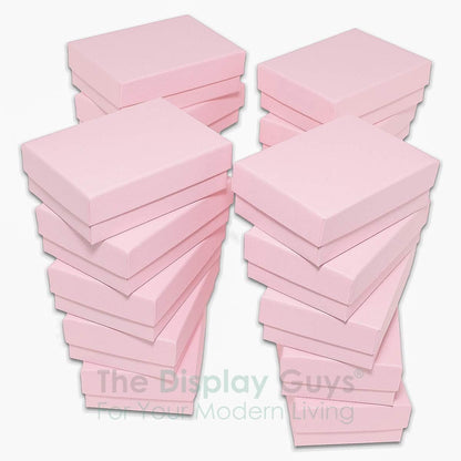 TheDisplayGuys 25 Cardboard Jewelry Gift Boxes with Inserts - Pastel Pink