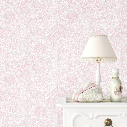 Pink Peel and Stick Wallpaper Boho Pink Floral Wallpaper
