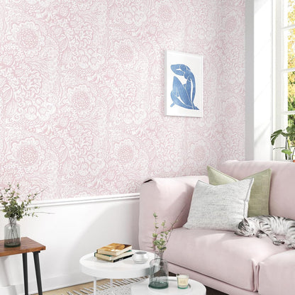 Pink Peel and Stick Wallpaper Boho Pink Floral Wallpaper