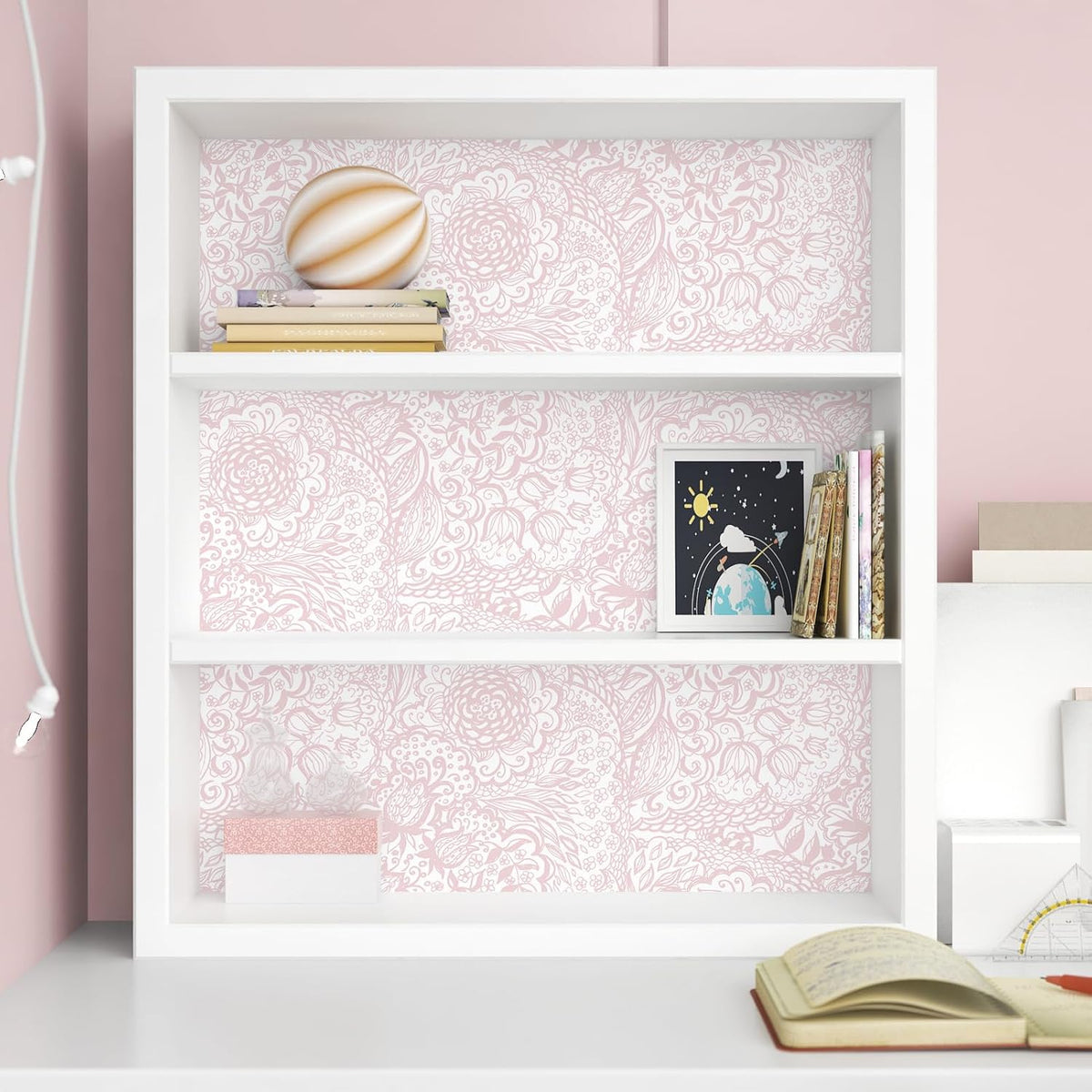 Pink Peel and Stick Wallpaper Boho Pink Floral Wallpaper