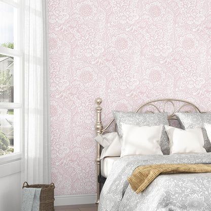 Pink Peel and Stick Wallpaper Boho Pink Floral Wallpaper