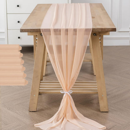 6Pack 10ft Chiffon Table Runner 29x120 Inch Sheer Romantic Table Runner for Wedding Birthday Party Bridal Shower Outdoor Decoration-Peach