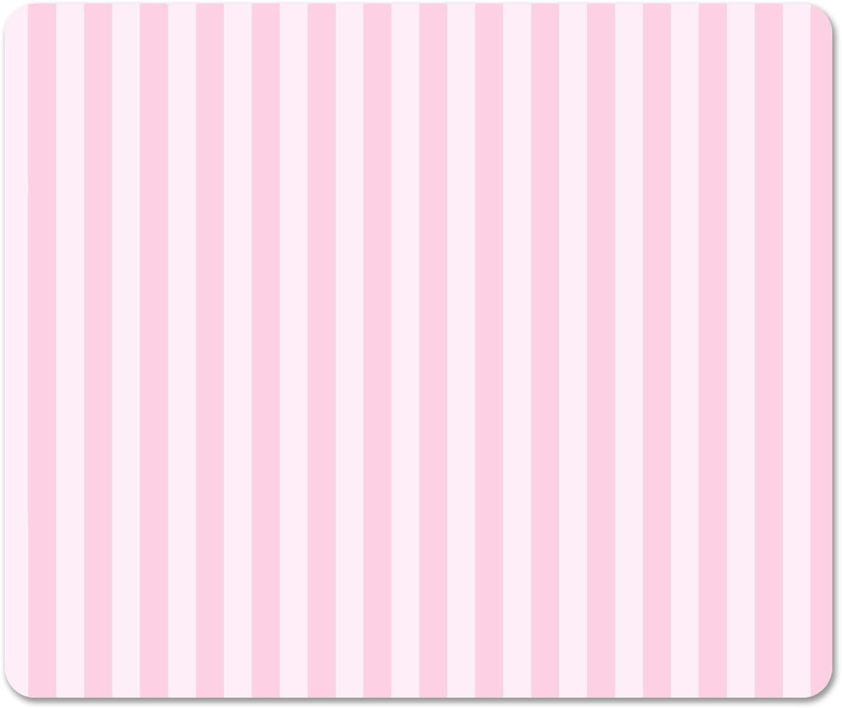 Square Light Pink Mouse Pad Small, Cute Pastel Striped Computer Mouse Pads, Non-Slip Rubber Base Aesthetic Mousepad Washable Cloth, Mouse Mat Decor Gifts, Coworker Gift for Girls Kids